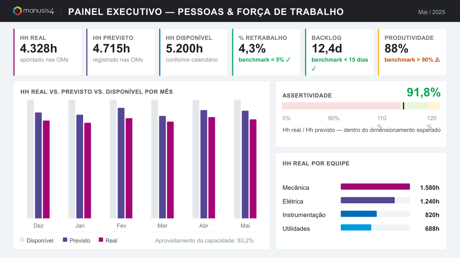 Painel executivo de Pessoas e força de trabalho do Manusis4